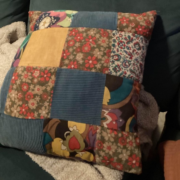 Corduroy Bohemian Patchwork Accent Pillow - Picture 1 of 3